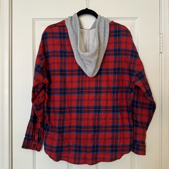 Urban Outfitters BDG Darcy Plaid Flannel Hooded Button-Down Shirt - Picture 6 of 7